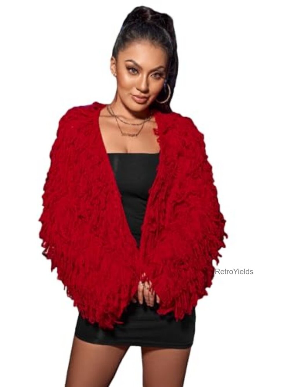 Shaggy Knit Long Sleeve Open Front Duster Cardigan Sweater